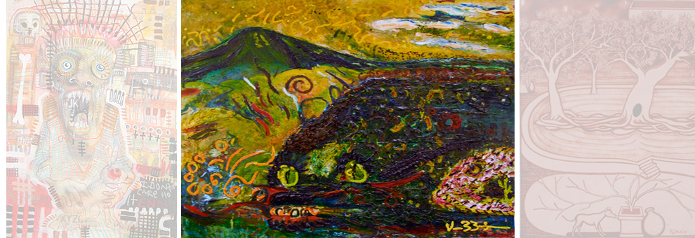 DreamSnakes & The Holy Mountain - Oil on canvas By Vernon Bigman